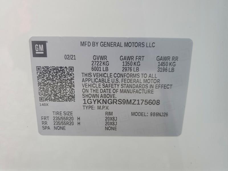 77441555 :رقم المزاد ، 1GYKNGRS9MZ175608 vin ، 2021 Cadillac Xt5 مزاد بيع