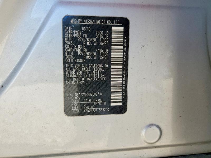 75596315 :رقم المزاد ، JN8AZ2NE2B9002734 vin ، 2011 Infiniti Qx56 مزاد بيع