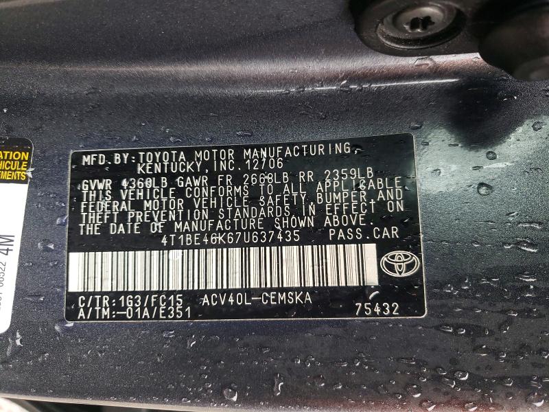 78171355 :رقم المزاد ، 4T1BE46K67U637435 vin ، 2007 Toyota Camry مزاد بيع