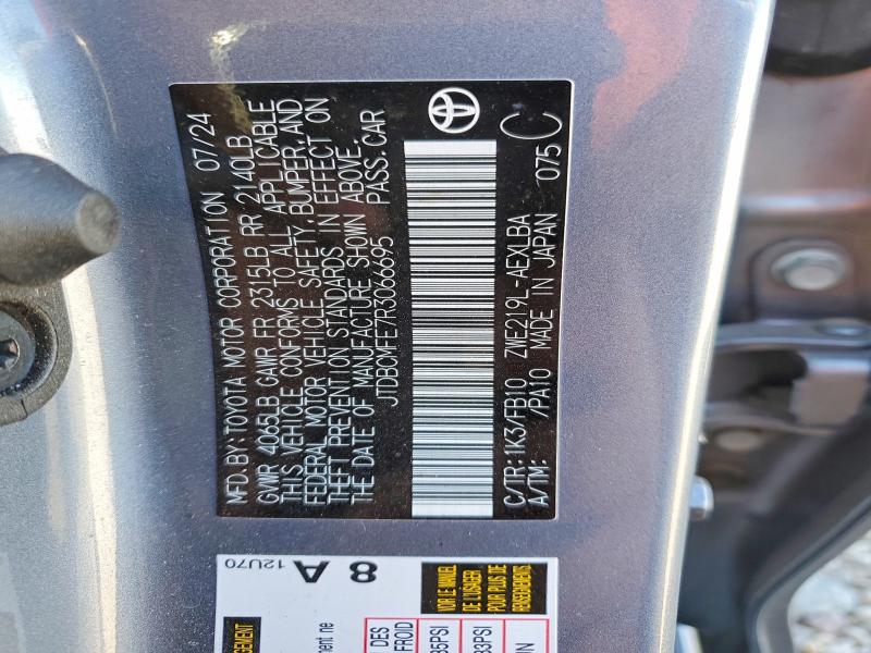 Продажа на аукционе авто 2024 Toyota Corolla Hybrid, vin: JTDBCMFE7R3066695, номер лота: 77800845