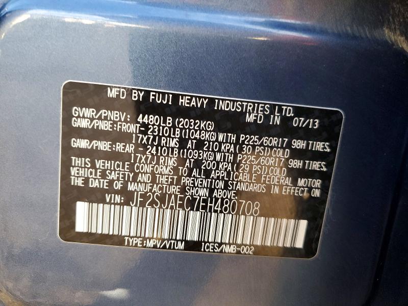 Продаж на аукціоні авто 2014 Subaru Forester, vin: JF2SJAEC7EH480708, номер лоту: 76826605
