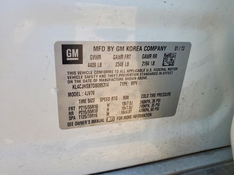 2013 Buick Encore მანქანა იყიდება აუქციონზე, vin: KL4CJHSB7DB095314, აუქციონის ნომერი: 77653435