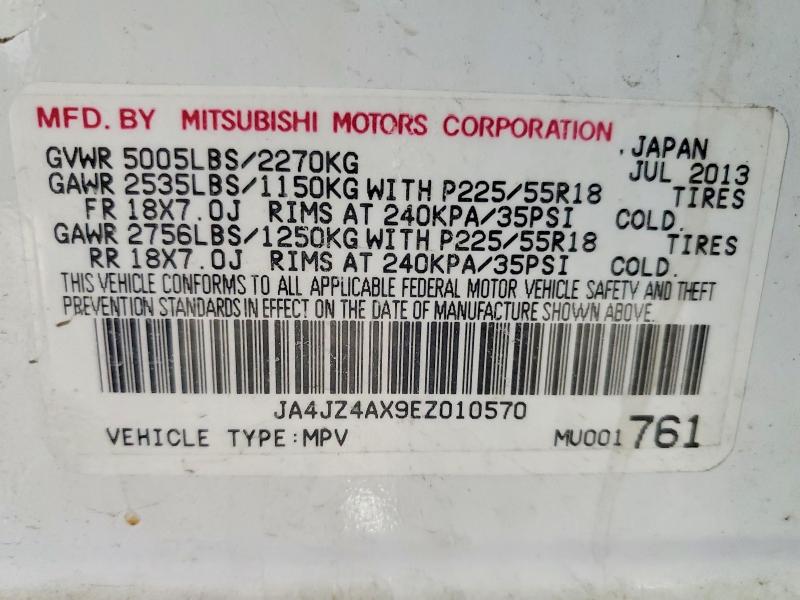 2014 Mitsubishi Outlander მანქანა იყიდება აუქციონზე, vin: JA4JZ4AX9EZ010570, აუქციონის ნომერი: 77971595