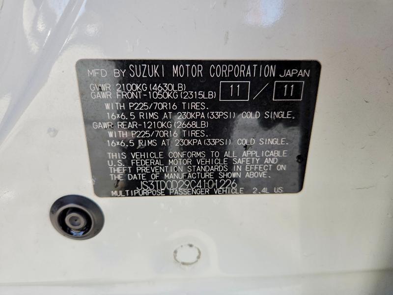 2012 Suzuki Grand Vita მანქანა იყიდება აუქციონზე, vin: JS3TD0D29C4101226, აუქციონის ნომერი: 76218365