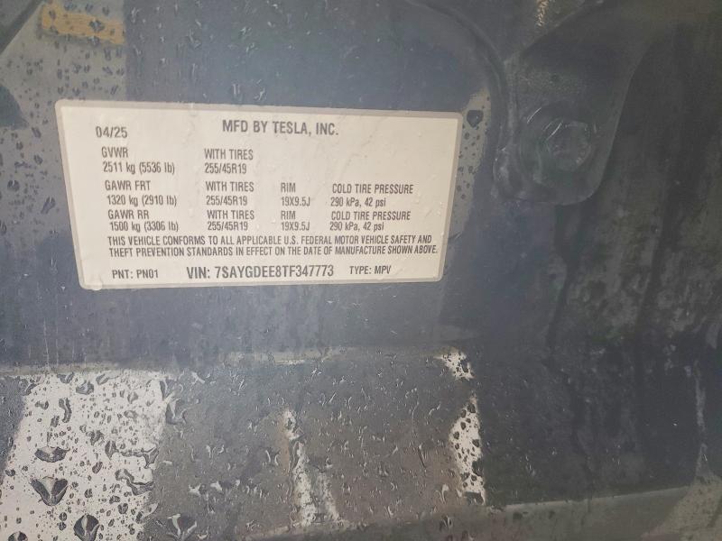 Aukcja sprzedaży 2026 Tesla Model Y, vin: 7SAYGDEE8TF347773, numer aukcji: 77009435