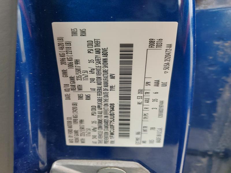 Aukcja sprzedaży 2018 Ford Escape, vin: 1FMCU0F75JUB76408, numer aukcji: 77604945