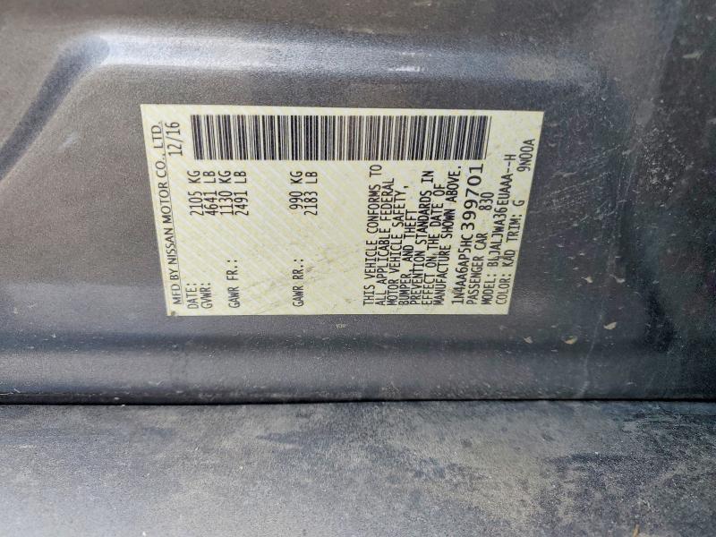 Продаж на аукціоні авто 2017 Nissan Maxima, vin: 1N4AA6AP5HC399701, номер лоту: 74440565