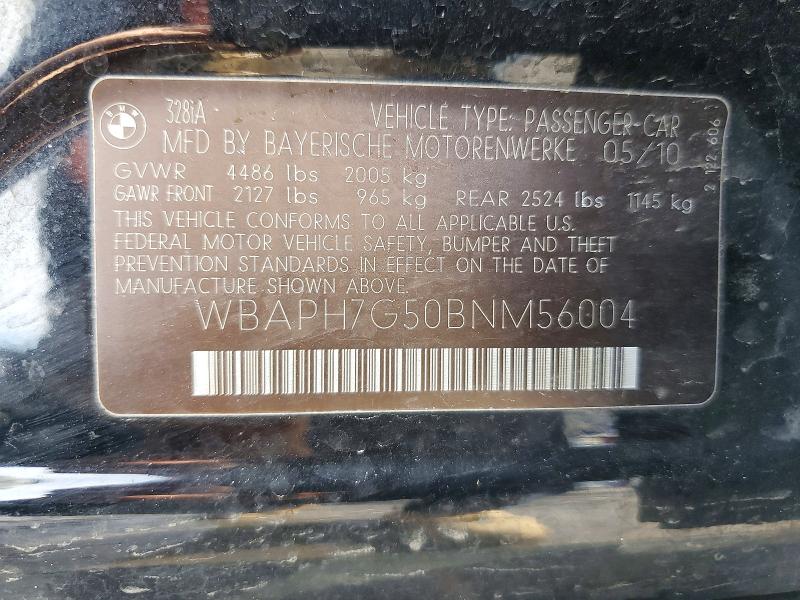 78542945 :رقم المزاد ، WBAPH7G50BNM56004 vin ، 2011 Bmw 328 مزاد بيع