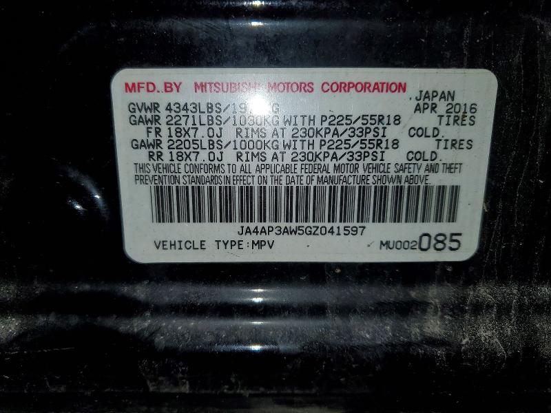 2016 Mitsubishi Outlander Sport მანქანა იყიდება აუქციონზე, vin: JA4AP3AW5GZ041597, აუქციონის ნომერი: 77400865
