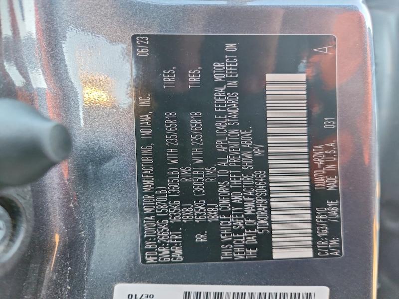 76665315 :رقم المزاد ، 5TDKDRAH9PS046469 vin ، 2023 Toyota Highlander مزاد بيع