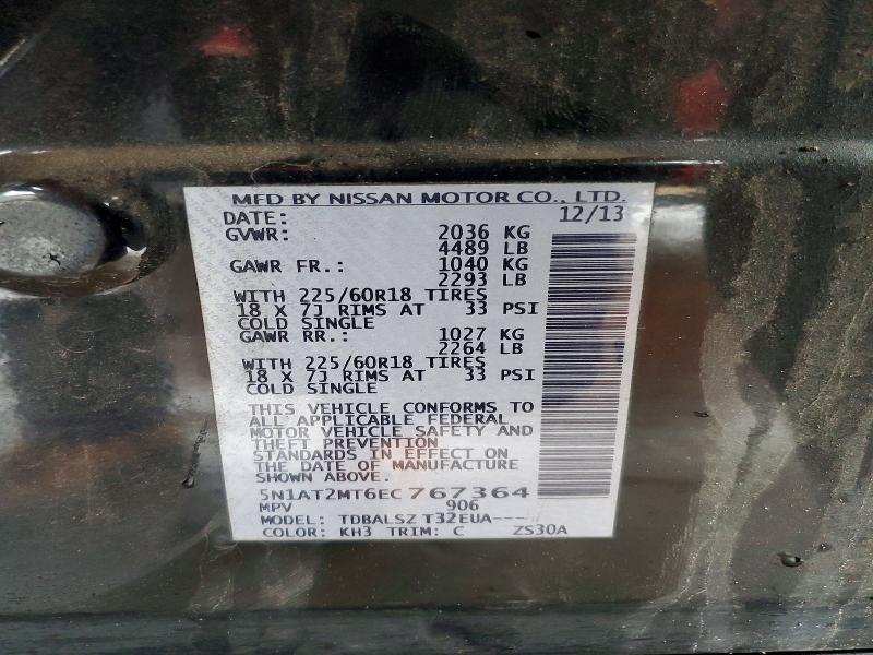 79195025 :رقم المزاد ، 5N1AT2MT6EC767364 vin ، 2014 Nissan Rogue مزاد بيع