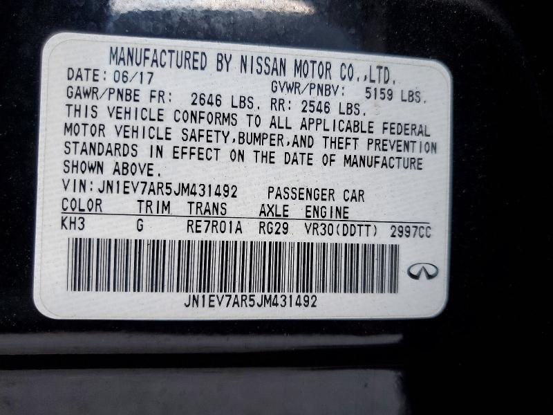 Aukcja sprzedaży 2018 Infiniti Q50, vin: JN1EV7AR5JM431492, numer aukcji: 98876055
