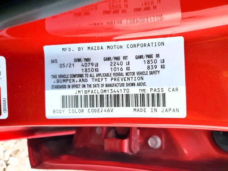 78211095 :رقم المزاد ، JM1BPACL0M1344170 vin ، 2021 Mazda 3 مزاد بيع