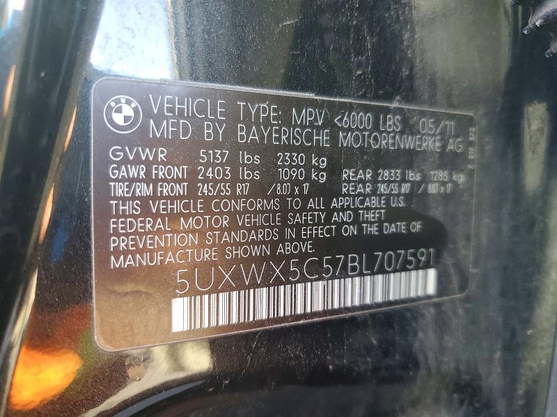 Продажа на аукционе авто 2011 Bmw X3 Xdrive2, vin: 5UXWX5C57BL707591, номер лота: 77171695