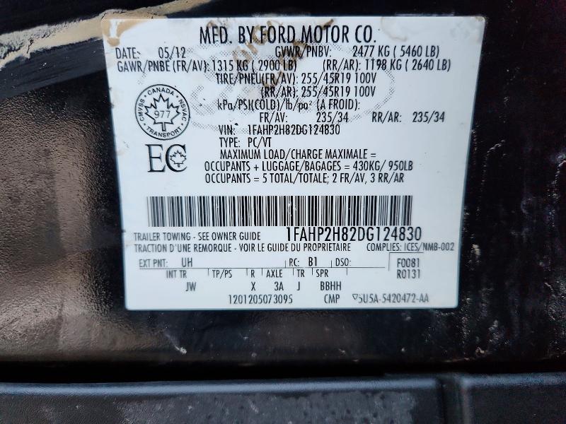 Продажа на аукционе авто 2013 Ford Taurus Sel, vin: 1FAHP2H82DG124830, номер лота: 75764615
