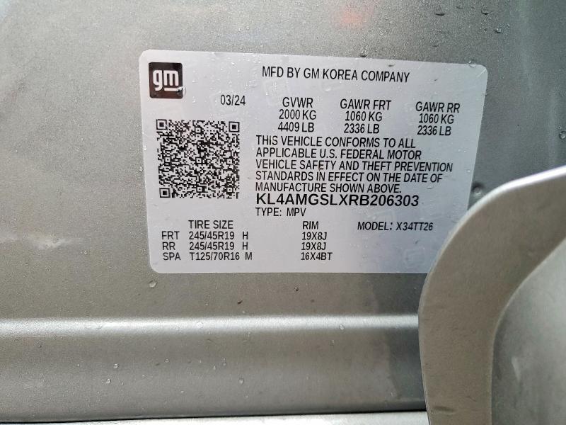 77893795 :رقم المزاد ، KL4AMGSLXRB206303 vin ، 2024 Buick Encore Gx مزاد بيع