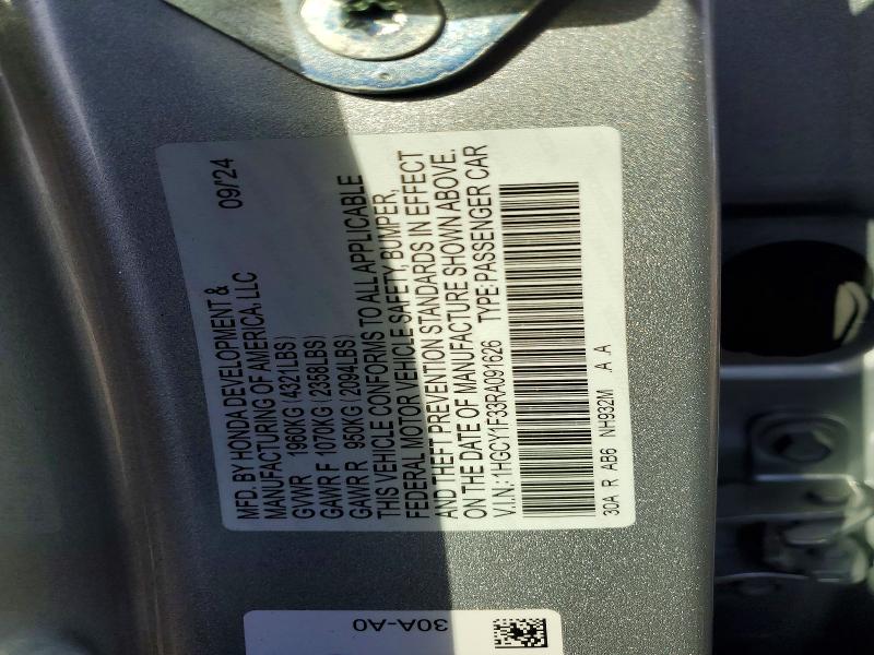 Продаж на аукціоні авто 2024 Honda Accord, vin: 1HGCY1F33RA091626, номер лоту: 75514425