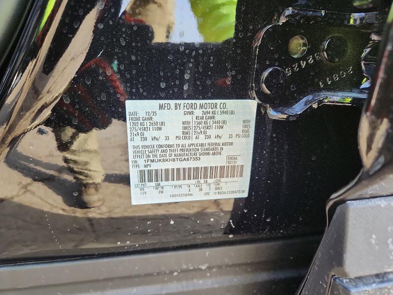 78373975 :رقم المزاد ، 1FMUK8KH8TGA67353 vin ، 2026 Ford Explorer مزاد بيع