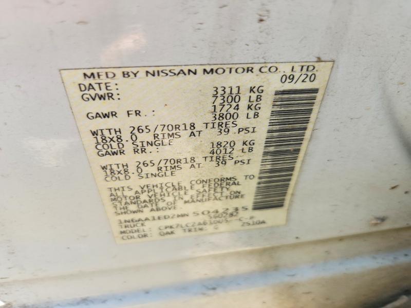 2021 Nissan Titan მანქანა იყიდება აუქციონზე, vin: 1N6AA1ED2MN504235, აუქციონის ნომერი: 79169325