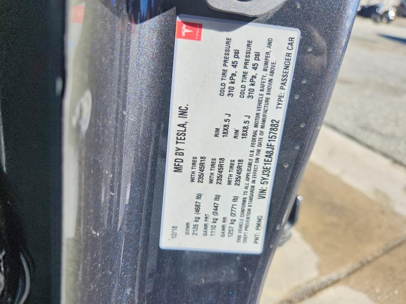 Продаж на аукціоні авто 2018 Tesla Model 3, vin: 5YJ3E1EA8JF157882, номер лоту: 77137395