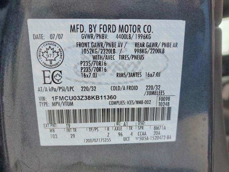 Aukcja sprzedaży 2008 Ford Escape, vin: 1FMCU03Z38KB11360, numer aukcji: 74259335