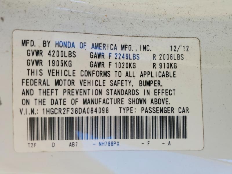 Продажа на аукционе авто 2013 Honda Accord, vin: 1HGCR2F38DA084098, номер лота: 77767705