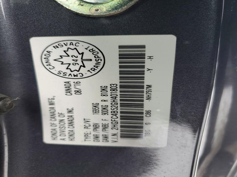 Aukcja sprzedaży 2016 Honda Civic, vin: 2HGFC4B52GH401803, numer aukcji: 76487425