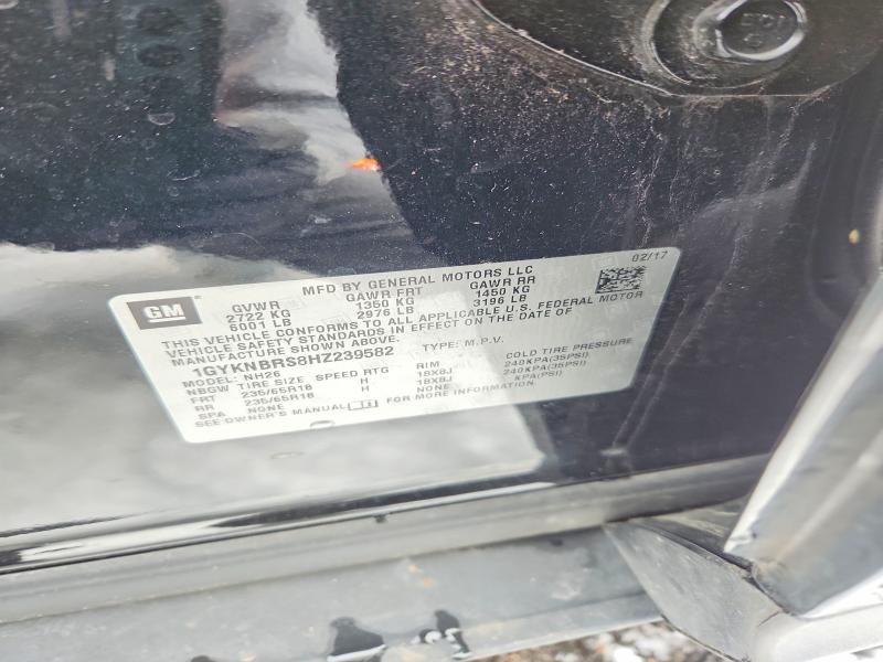 2017 Cadillac Xt5 მანქანა იყიდება აუქციონზე, vin: 1GYKNBRS8HZ239582, აუქციონის ნომერი: 77179185