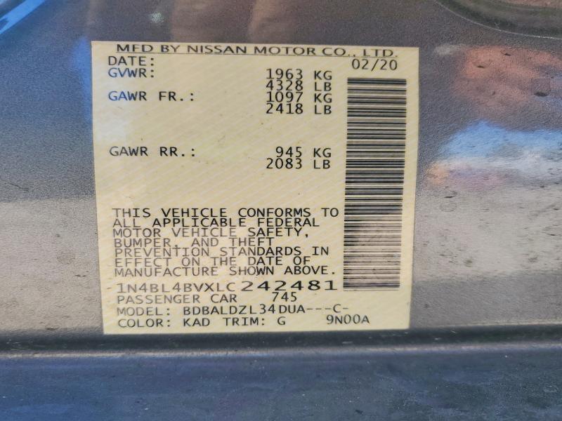 Продаж на аукціоні авто 2020 Nissan Altima, vin: 1N4BL4BVXLC242481, номер лоту: 76188385