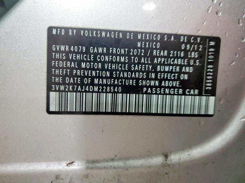 Продаж на аукціоні авто 2013 Volkswagen Jetta, vin: 3VW2K7AJ4DM228540, номер лоту: 76567975