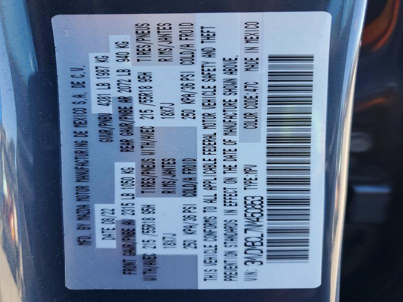 78707755 :رقم المزاد ، 3MVDMBCL7NM450853 vin ، 2022 Mazda Cx-30 مزاد بيع