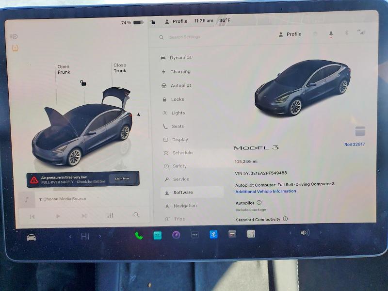 Продаж на аукціоні авто 2023 Tesla Model 3, vin: 5YJ3E1EA2PF549488, номер лоту: 74840645