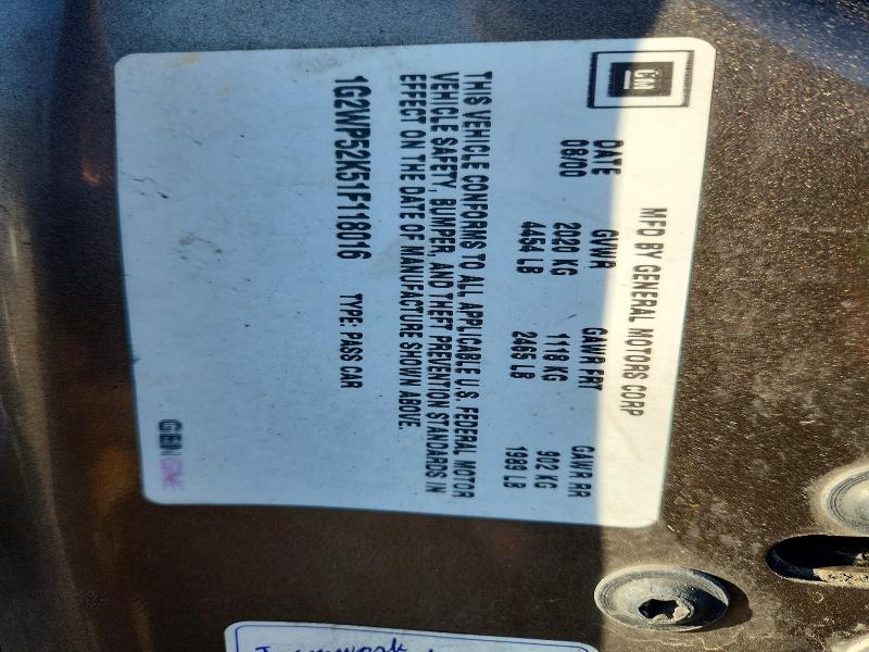 77140305 :رقم المزاد ، 1G2WP52K51F118016 vin ، 2001 Pontiac Grand Prix مزاد بيع