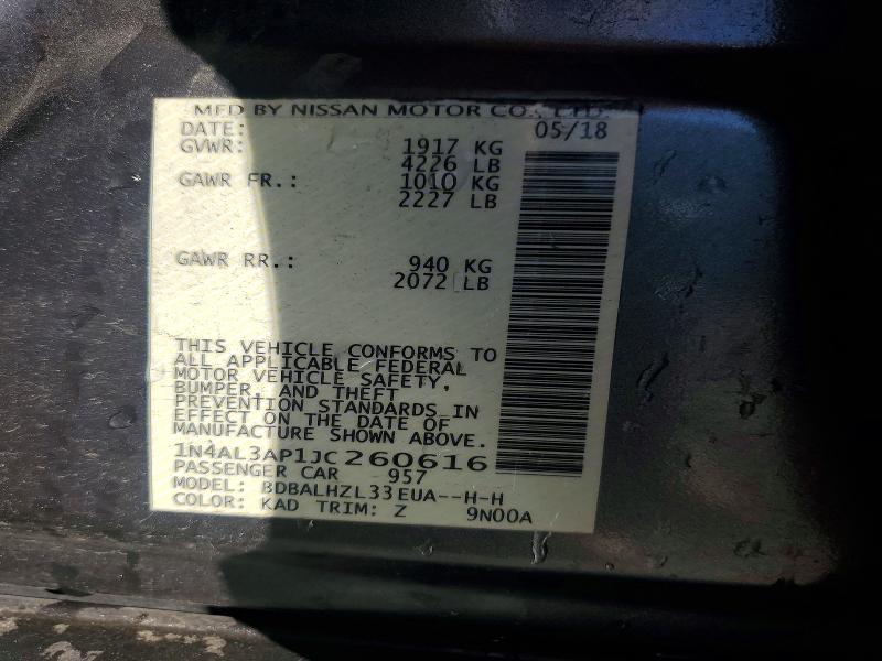 Aukcja sprzedaży 2018 Nissan Altima, vin: 1N4AL3AP1JC260616, numer aukcji: 75087725
