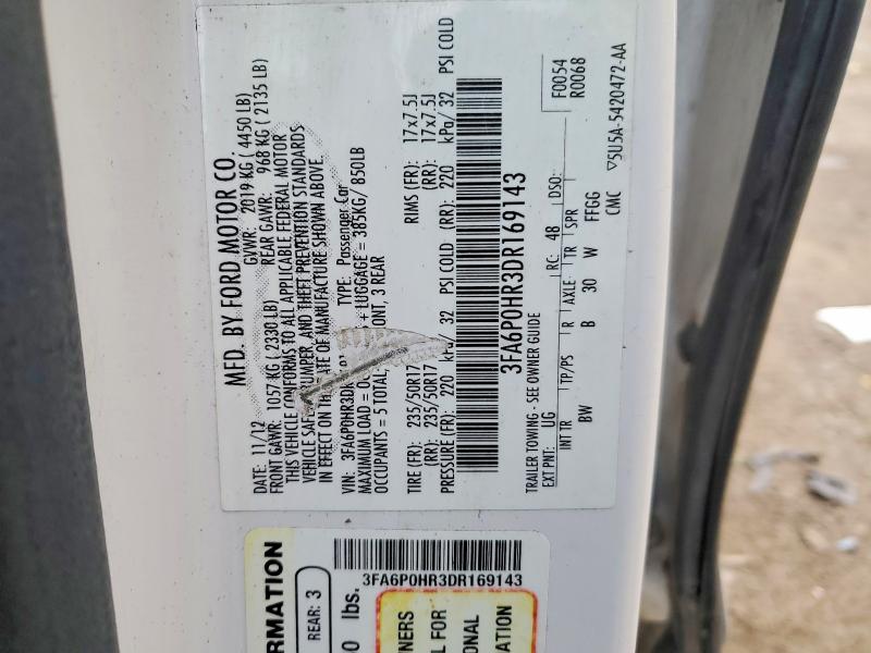 Aukcja sprzedaży 2013 Ford Fusion, vin: 3FA6P0HR3DR169143, numer aukcji: 77237745