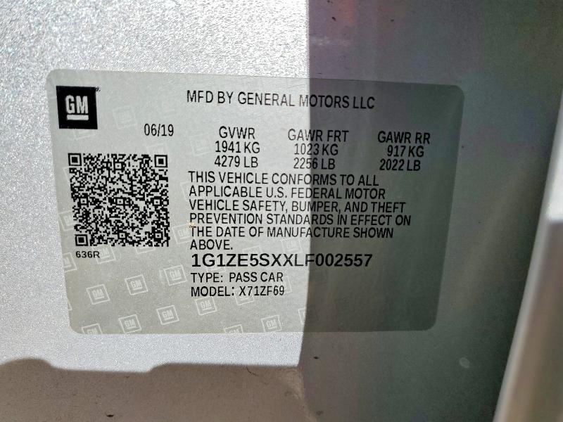 Продаж на аукціоні авто 2020 Chevrolet Malibu, vin: 1G1ZE5SXXLF002557, номер лоту: 75304265