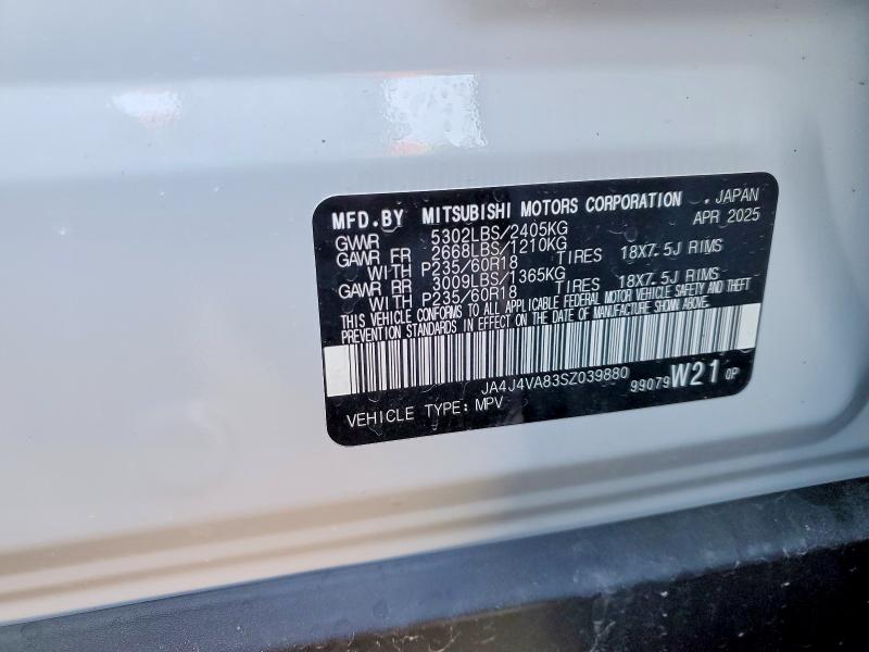 Aukcja sprzedaży 2025 Mitsubishi Outlander, vin: JA4J4VA83SZ039880, numer aukcji: 77787405