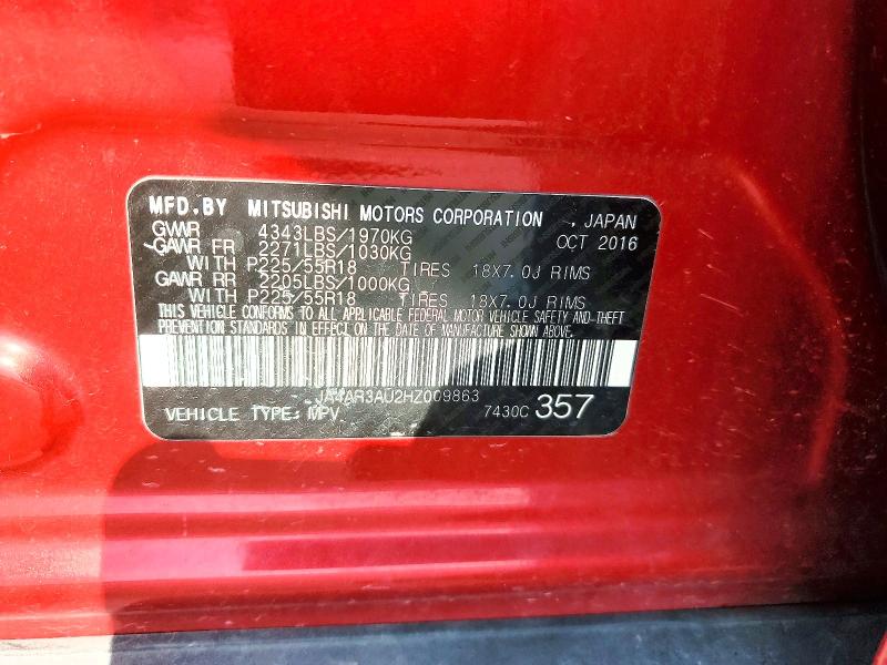 Aukcja sprzedaży 2017 Mitsubishi Outlander Sport, vin: JA4AR3AU2HZ009863, numer aukcji: 77579455