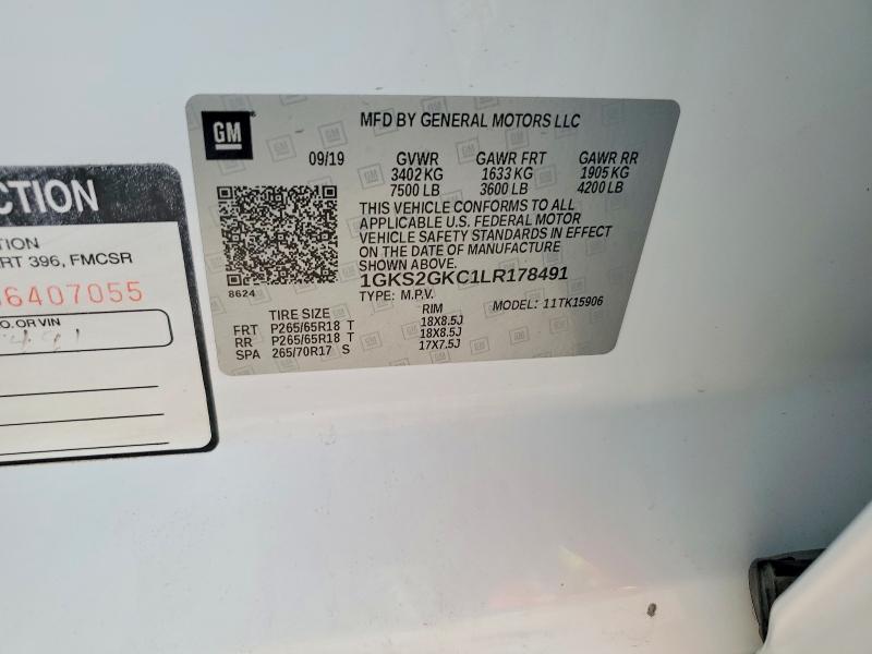 Aukcja sprzedaży 2020 Gmc Yukon Xl, vin: 1GKS2GKC1LR178491, numer aukcji: 78221385