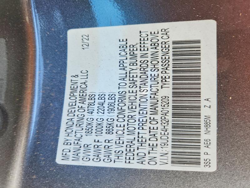 2023 Acura Integra მანქანა იყიდება აუქციონზე, vin: 19UDE4H32PA015209, აუქციონის ნომერი: 75442755