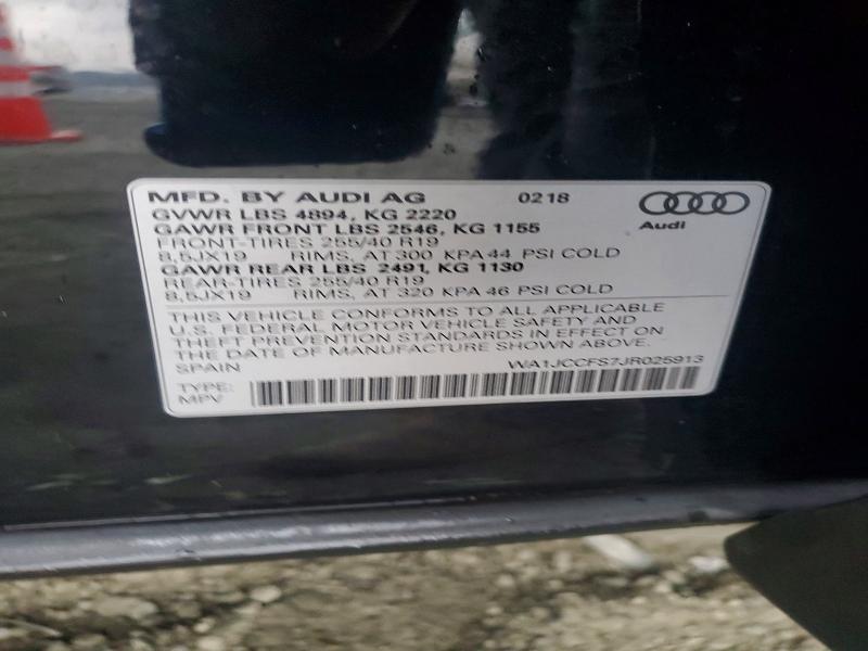 Aukcja sprzedaży 2018 Audi Q3, vin: WA1JCCFS7JR025913, numer aukcji: 78967835