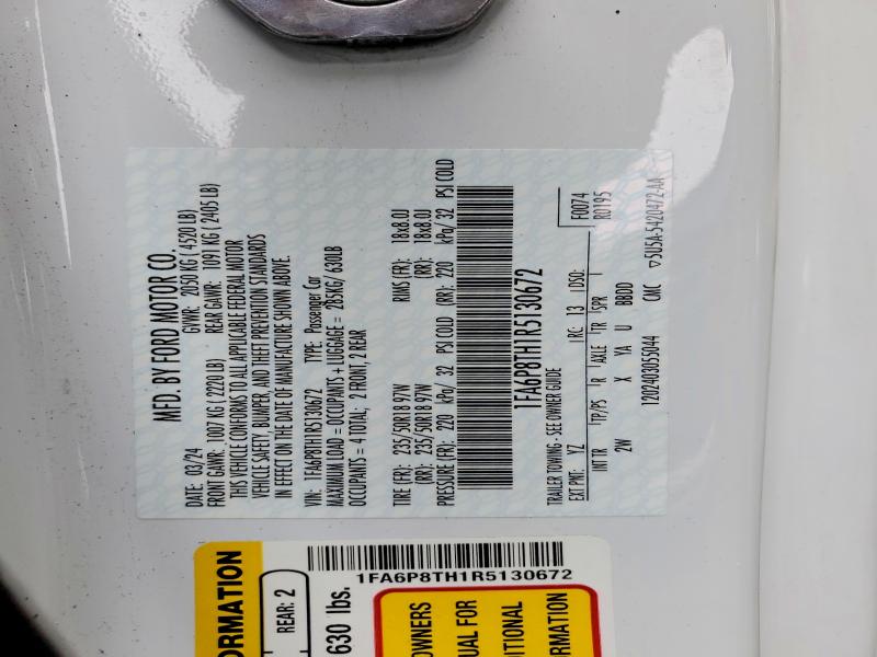 Продажа на аукционе авто 2024 Ford Mustang, vin: 1FA6P8TH1R5130672, номер лота: 77146535
