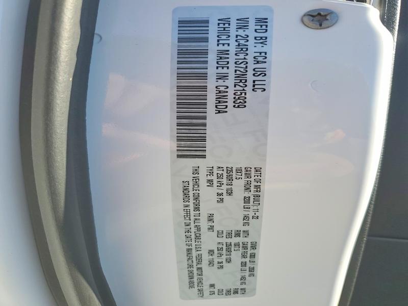 77780335 :رقم المزاد ، 2C4RC1S72NR215939 vin ، 2022 Chrysler Pacifica مزاد بيع