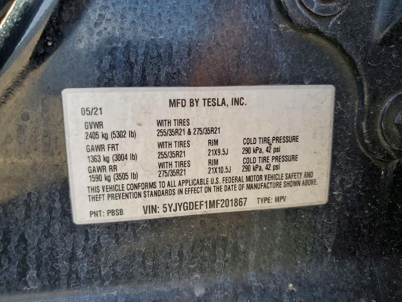 Продажа на аукционе авто 2021 Tesla Model Y, vin: 5YJYGDEF1MF201867, номер лота: 79098375