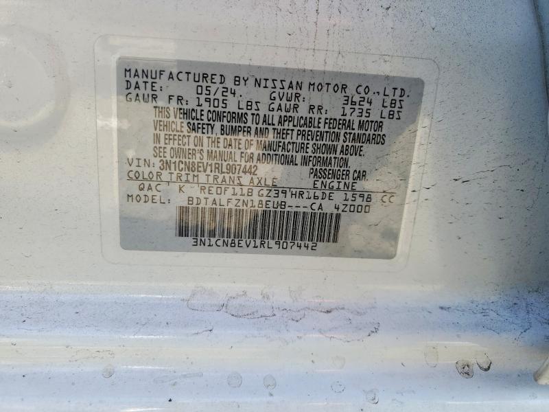 2024 Nissan Versa მანქანა იყიდება აუქციონზე, vin: 3N1CN8EV1RL907442, აუქციონის ნომერი: 75253415
