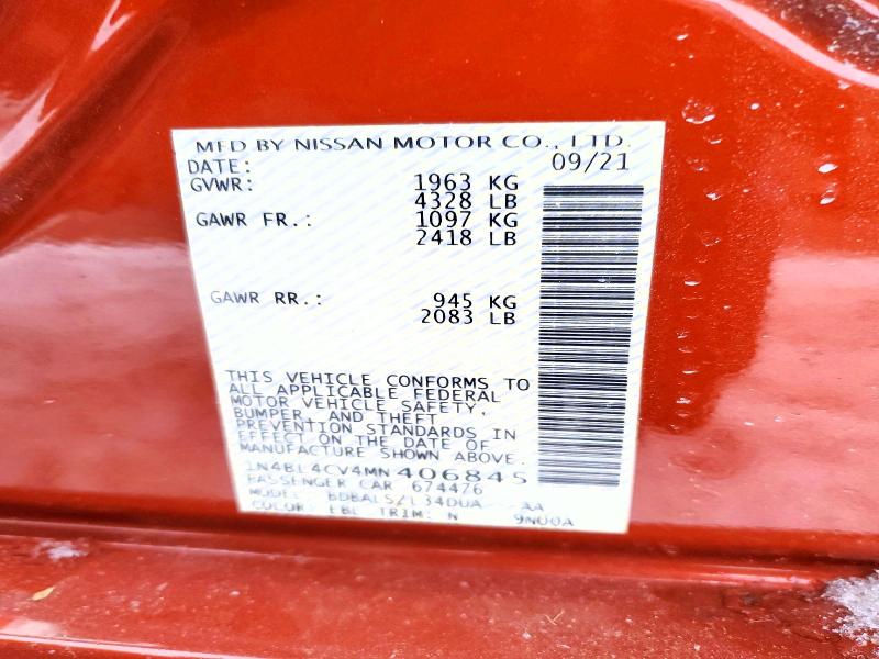 76440615 :رقم المزاد ، 1N4BL4CV4MN406845 vin ، 2021 Nissan Altima مزاد بيع