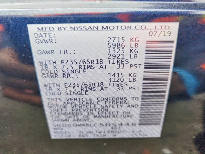 Aukcja sprzedaży 2020 Infiniti Qx60, vin: 5N1DL0MM8LC505448, numer aukcji: 77273135