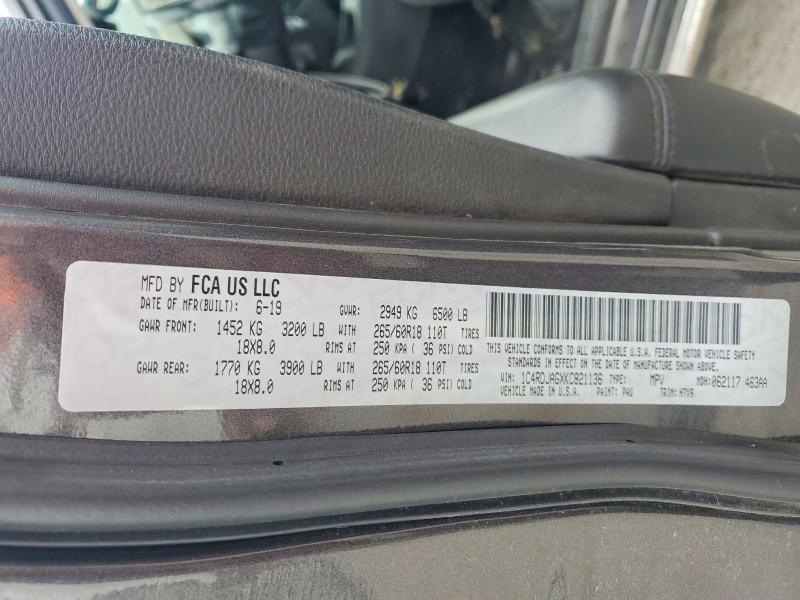 Продажа на аукционе авто 2019 Dodge Durango, vin: 1C4RDJAGXKC821136, номер лота: 76901725