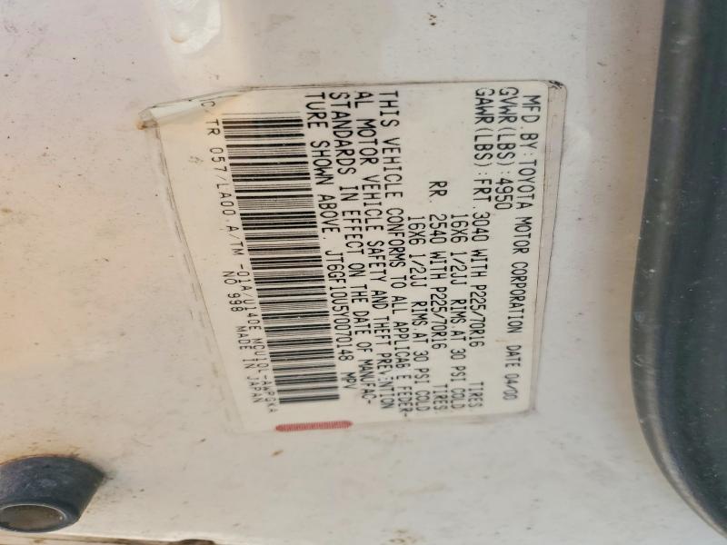 75998335 :رقم المزاد ، JT6GF10U5Y0070148 vin ، 2000 Lexus Rx مزاد بيع
