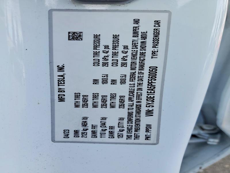 Продажа на аукционе авто 2023 Tesla Model 3, vin: 5YJ3E1EA5PF560050, номер лота: 78452985